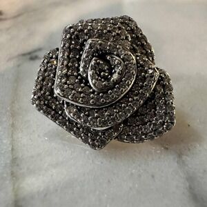 Genuine‎ Pandora Silver Sparkling Rose in Bloom Oversized Charm #793245C01